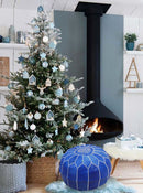 BLUE JEAN MOROCCAN LEATHER POUF