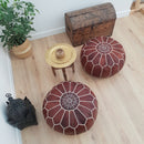 Brown Moroccan leather pouf 