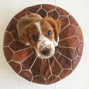 Brown Moroccan leather pouf 