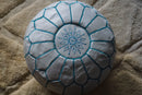 WHITE MOROCCAN LEATHER POUF