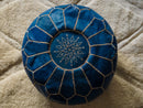 BLUE JEAN MOROCCAN LEATHER POUF