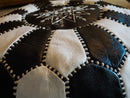BLACK & WHITE MOROCCAN LEATHER POUF