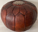 DARK BROWN MOROCCAN LEATHER POUF