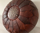 DARK BROWN MOROCCAN LEATHER POUF