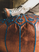 BROWN MOROCCAN LEATHER POUF