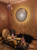 MOROCCAN BRASS WALL SCONCE ( HAND-ENGRAVED WALL/CEILING LAMP )