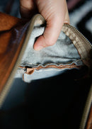 MODEL A3 , DARK BROWN MOROCCAN LEATHER POUF