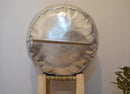 SILVER MOROCCAN LEATHER POUF