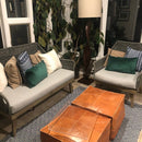 MODEL S2 , BROWN SQUARE LEATHER POUF