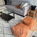 MODEL S1 , BROWN SQUARE LEATHER POUF