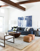 MODEL S1 , BROWN SQUARE LEATHER POUF