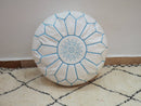 White moroccan leather pouf