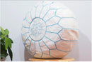 White moroccan leather pouf