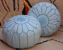 White moroccan leather pouf
