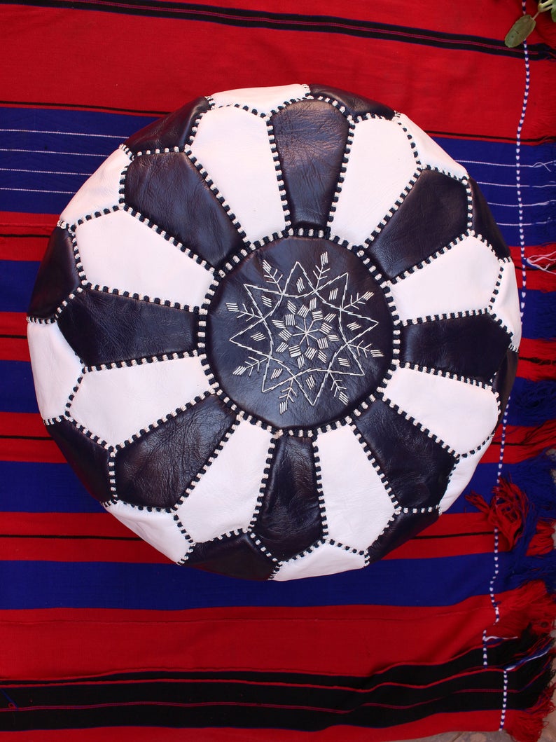 MOROCCAN LEATHER POUF  ( Multiple Colors )