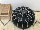 BLACK MOROCCAN LEATHER POUF