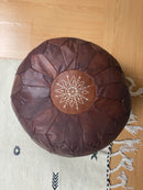 DARK BROWN MOROCCAN LEATHER POUF 2