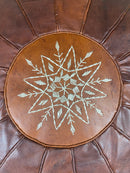 DARK BROWN MOROCCAN LEATHER POUF 2