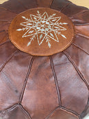 DARK BROWN MOROCCAN LEATHER POUF 2