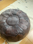 MODEL A2 , DARK BROWN MOROCCAN LEATHER POUF