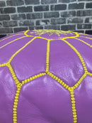 PURPLE MOROCCAN LEATHER POUF