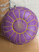 PURPLE MOROCCAN LEATHER POUF